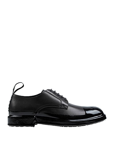 DOLCE&GABBANA Laced shoes Black Leather, Rubber