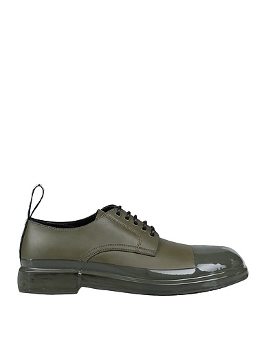 DOLCE&GABBANA Laced shoes Military green Leather, Rubber