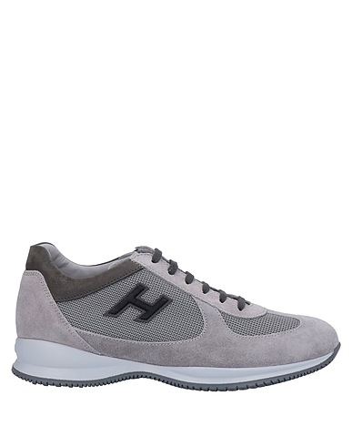 HOGAN Sneakers Light grey Soft Leather, Textile fibers