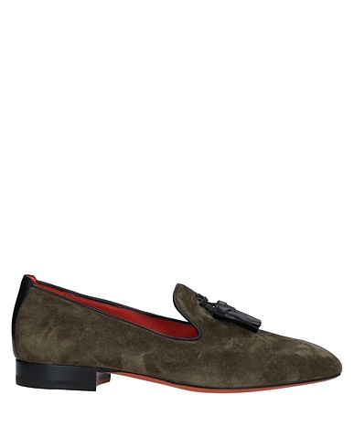 SANTONI Loafers Military green Soft Leather