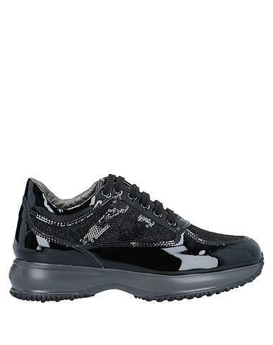 HOGAN Sneakers Black Leather, Textile fibres