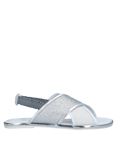 HOGAN Sandals Silver Soft Leather, Textile fibres