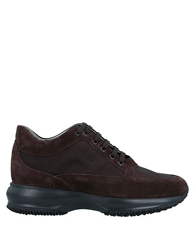 HOGAN Sneakers Chocolate brown Soft Leather, Textile fibers