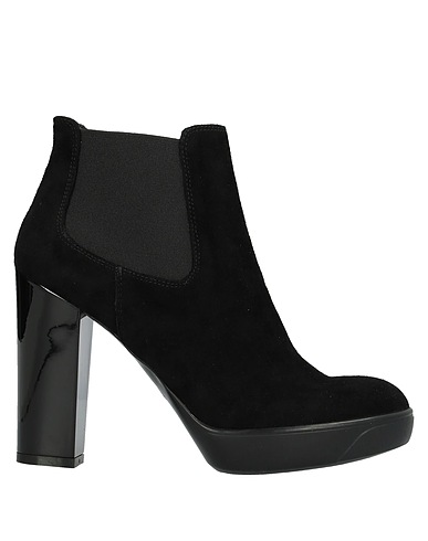 HOGAN Ankle boot Black Leather, Textile fibers