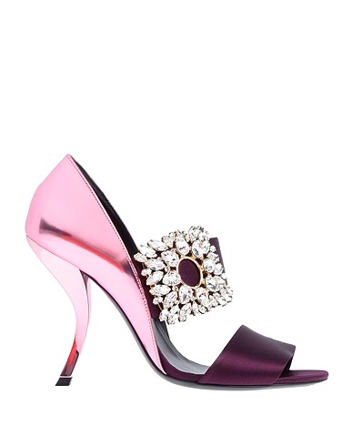 ROGER VIVIER Сандалии Тёмно-фиолетовый Кожа, Текстильное волокно