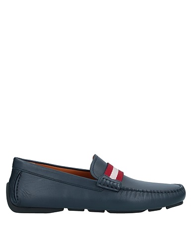 BALLY Loafers Midnight blue Calfskin, Textile fibers
