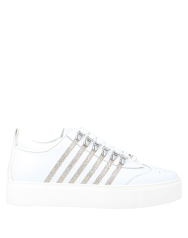 DSQUARED2 Sneakers White Calfskin, Polyethylene, Other Fibres, Viscose