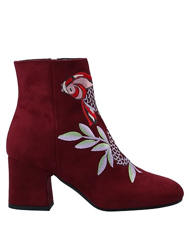 POLLINI Ankle boot Burgundy Textile fibers