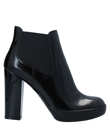 HOGAN Ankle boot Black Leather, Textile fibers