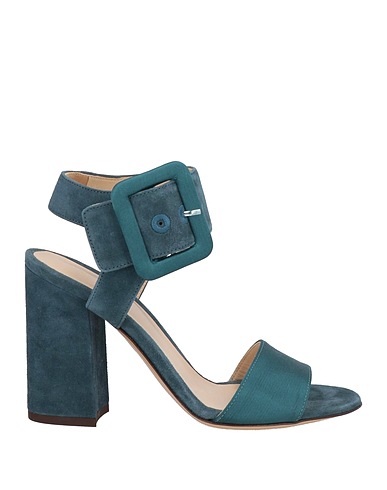 ETRO Sandals Deep teal Leather, Textile fibres