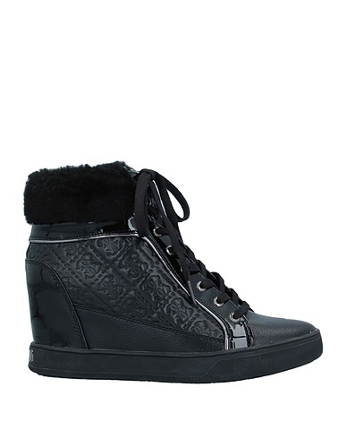 GUESS Sneakers Black Soft Leather, Textile fibres