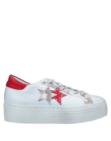 2STAR Sneakers White Leather, Textile fibres