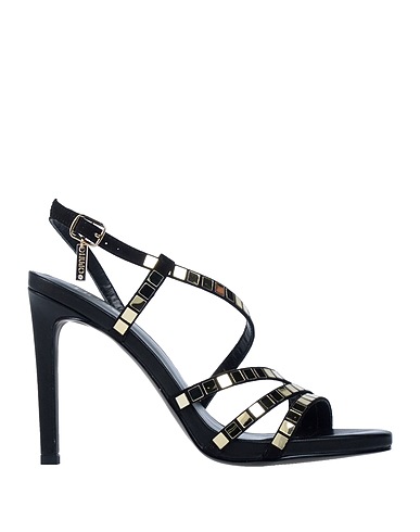 LIU •JO Sandals Black Soft Leather, Textile fibers