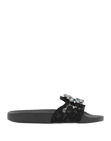 DOLCE&GABBANA Sandali Nero 58% Viscosa, 38% Cotone, 4% Poliammide