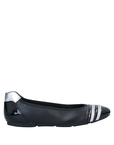 HOGAN Ballet flats Black Leather, Textile fibres