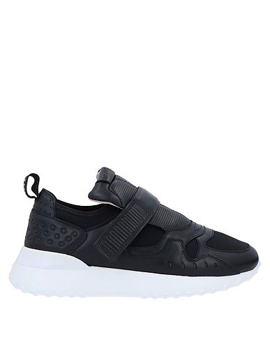 TOD'S Sneakers Black Leather, Textile fibres