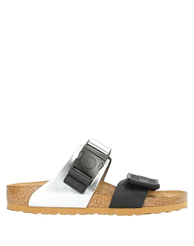 RICK OWENS x BIRKENSTOCK Sandals Black Leather, Textile fibers
