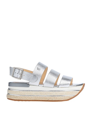 HOGAN Espadrilles Silber Leder