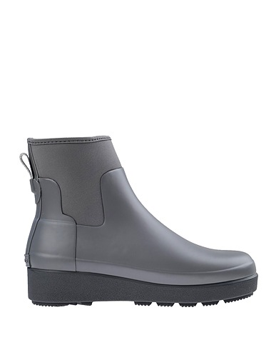 HUNTER Ankle boot Grey Rubber, Textile fibres