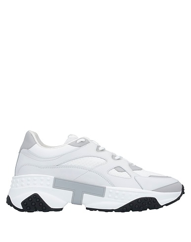 TOD'S Sneakers White Leather, Textile fibers