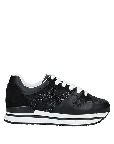 HOGAN Sneakers Black Leather, Textile fibers