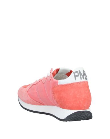 Shop Philippe Model Woman Sneakers Salmon Pink Size 8 Soft Leather, Textile Fibers