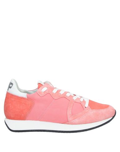 Shop Philippe Model Woman Sneakers Salmon Pink Size 7 Soft Leather, Textile Fibers