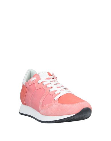 Shop Philippe Model Woman Sneakers Salmon Pink Size 8 Soft Leather, Textile Fibers