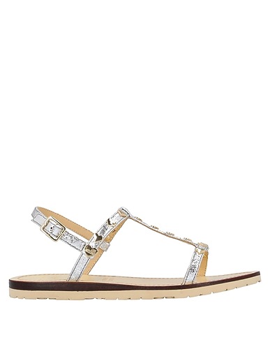 LOVE MOSCHINO Sandals Silver Textile fibers, Leather
