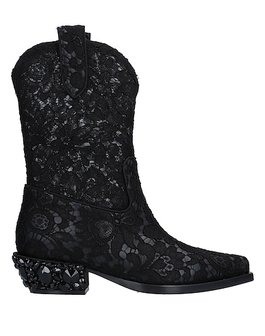 DOLCE&GABBANA Ankle boot Black Textile fibres, Soft Leather