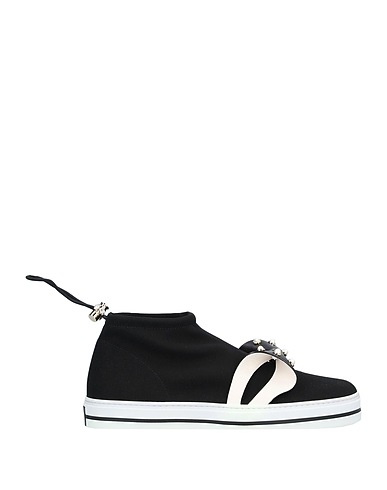 ROGER VIVIER Sneakers Black Leather, Textile fibres