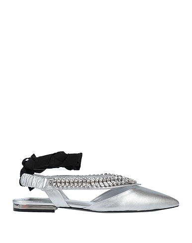 ROGER VIVIER Footwear Silver Soft Leather, Textile fibers