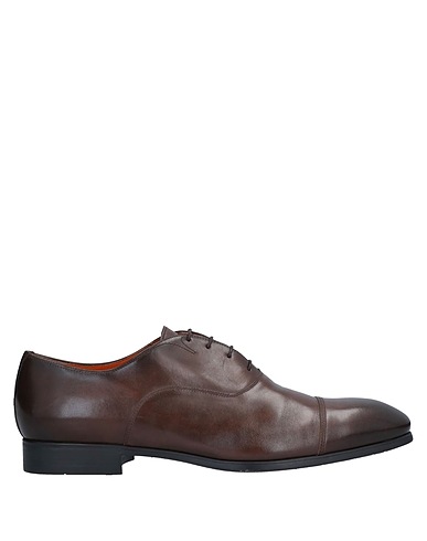 SANTONI Laced shoes Chocolate brown Soft Leather