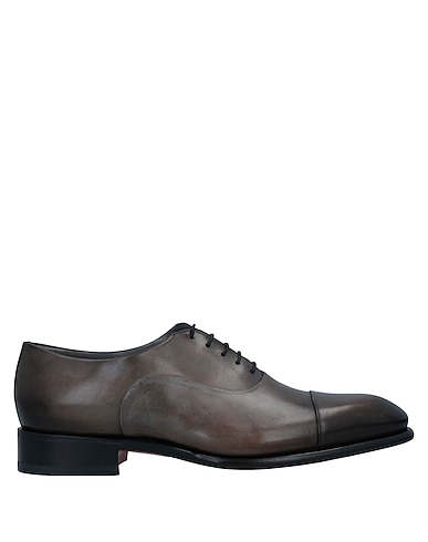 SANTONI Laced shoes Lead Soft Leather