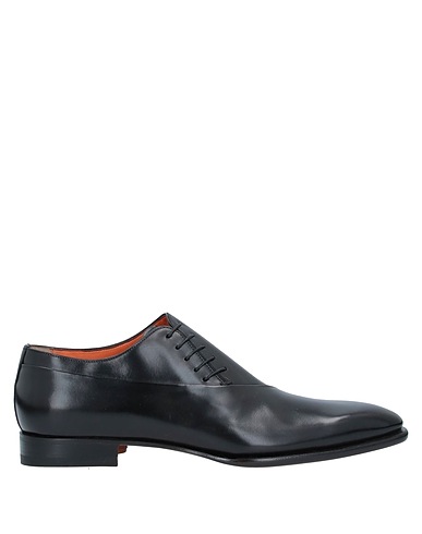 SANTONI Laced shoes Black Soft Leather