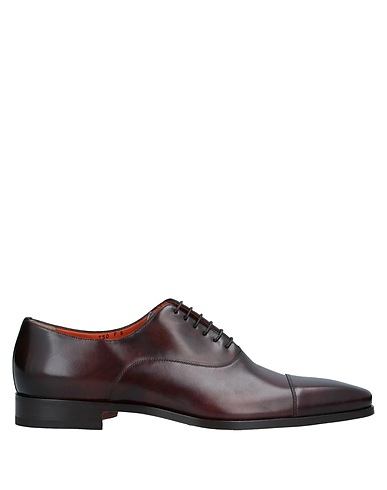 SANTONI Laced shoes Dark brown Soft Leather