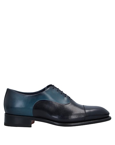 SANTONI レースアップシューズ ミッドナイトブルー 革（なめし加工）