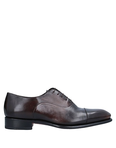 SANTONI Laced shoes Dark brown Leather