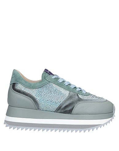 LE SILLA Sneakers Military green Leather, Textile fibers