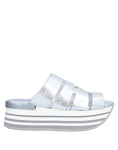 HOGAN Sandals Silver Soft Leather
