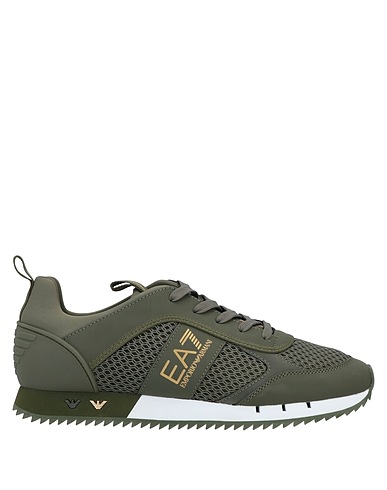 EA7 Sneakers Military green 100% Polyester, Elastane, Polyurethane coated, Thermoplastic polyurethane