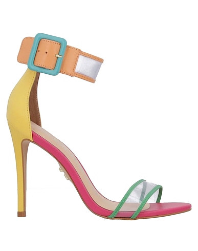 CARRANO Sandals Green Soft Leather, Textile fibres