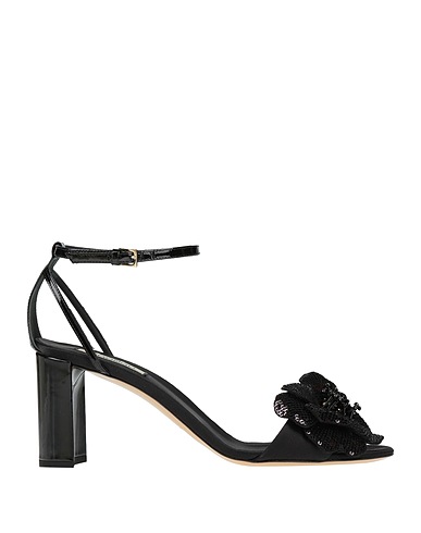 NINALILOU Sandals Black Textile fibres, Soft Leather