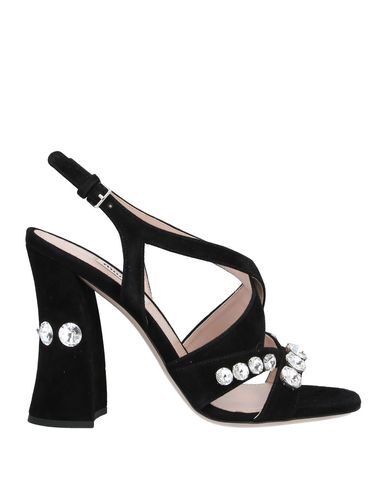 Miu Miu Crystal Embellished Crossover Sandals In Black