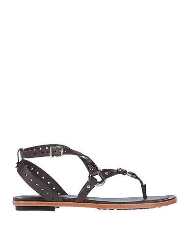 TOD'S Flip flops Dark brown Leather