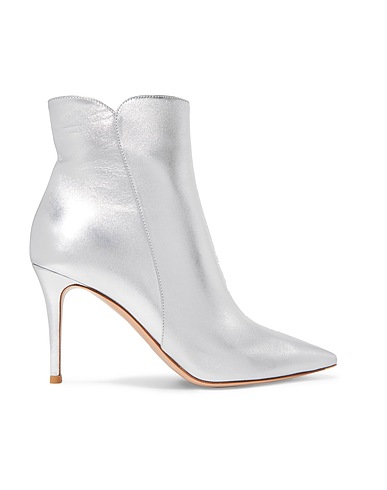GIANVITO ROSSI Stiefelette Silber Leder
