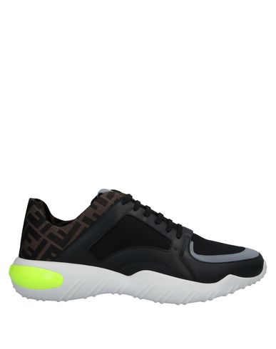 Fendi Ff All Over Cotton Low Top Sneakers In Black
