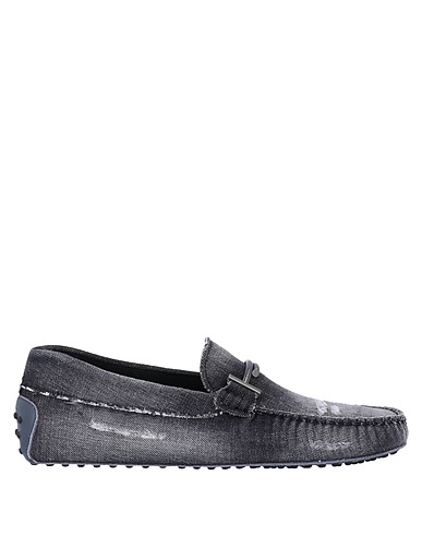 TOD'S Loafers Grey Textile fibres, Soft Leather