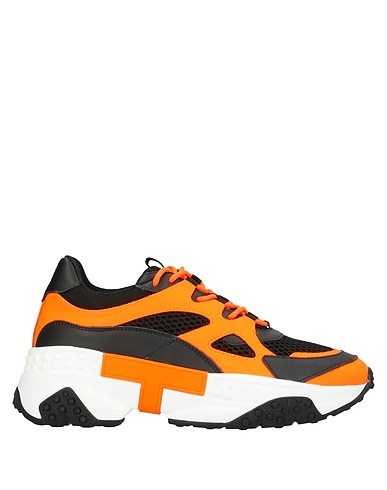 TOD'S Sneakers Orange Leather, Textile fibers
