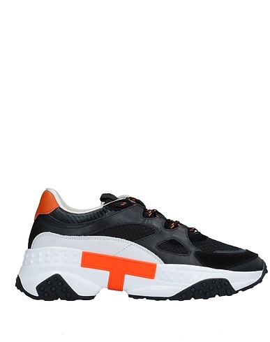 TOD'S Sneakers Black Leather, Textile fibres